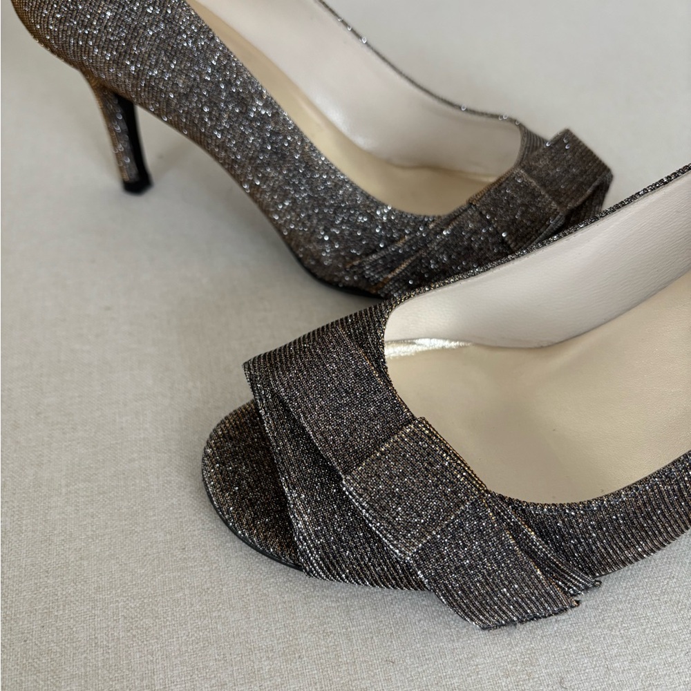 Stuart Weitzman Bowover Pyrite Nocturn glittered high heels shoes silver… - Picture 6 of 7